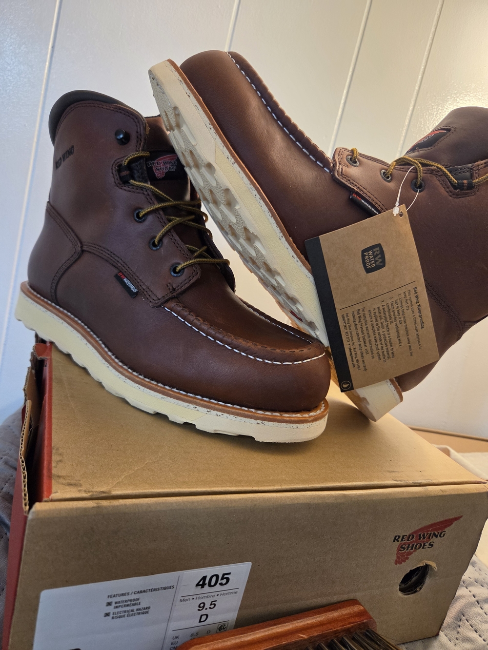 Red Wing 405 Moc Toe Boots with Cream Wedge Sole. Brand New